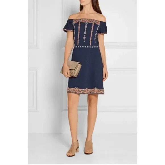 green emerald velvet dress Tory Burch